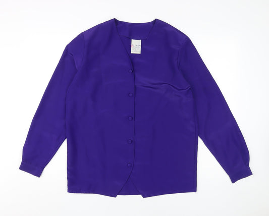 Alexon Women's Purple Blouse, Size 10, V-Neck, Long Sleeve