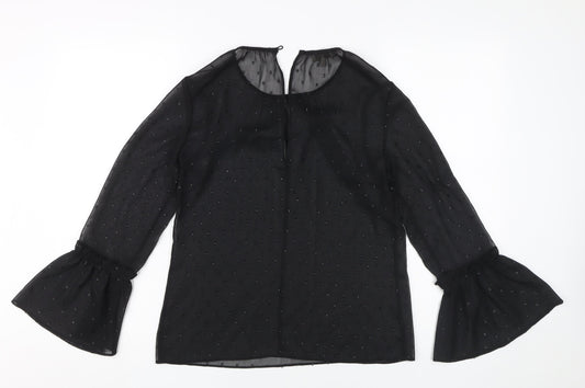 Womens UK Size S Hobbs Black Tunic Blouse