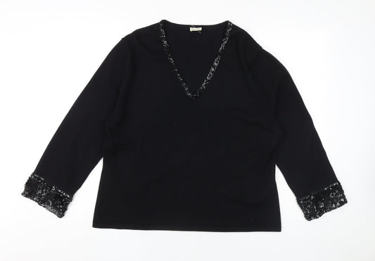 Womens UK Size XL Viyella Black Pullover Jumper