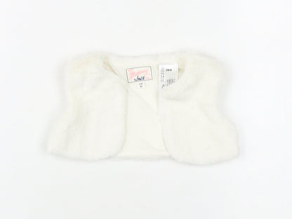 Mandamay Girls' White Waistcoat 3-6 Months Sleeveless Casual