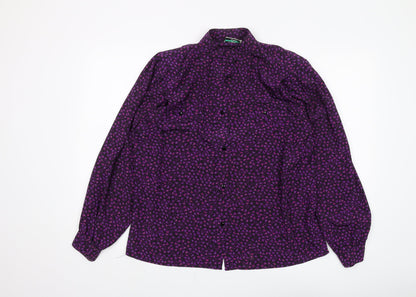 Jacques Vert Women's Purple Geometric Button-Up Shirt