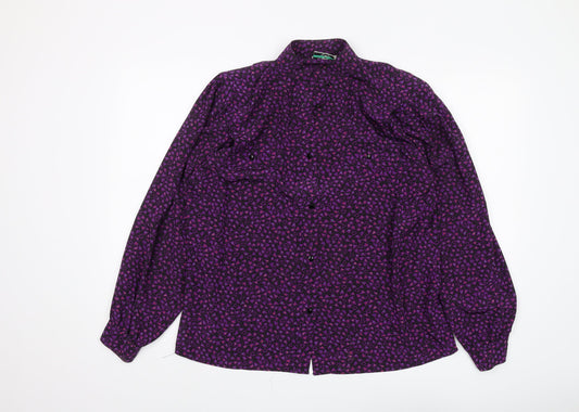 Jacques Vert Women's Purple Geometric Button-Up Shirt
