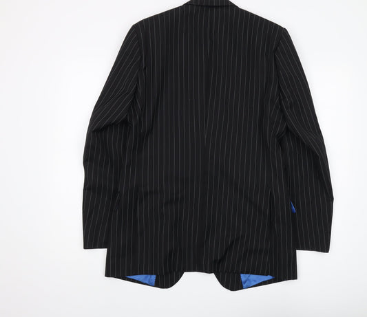 1860 Men's Black Pinstripe Suit Jacket 38R Regular Fit