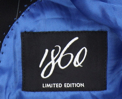 1860 Men's Black Pinstripe Suit Jacket 38R Regular Fit