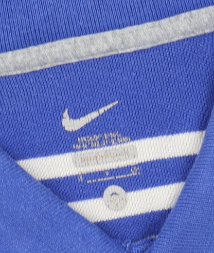 Nike Men's Blue Striped Polo Shirt - Size S