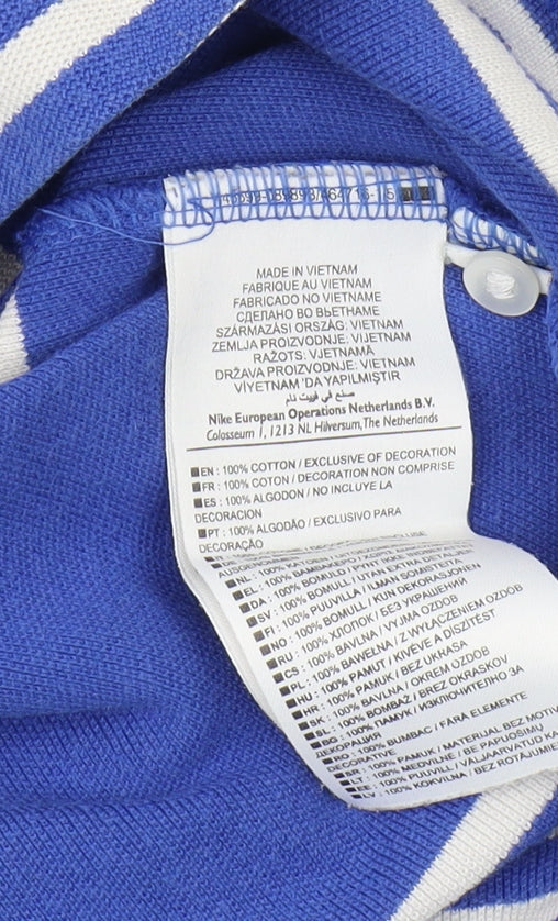 Nike Men's Blue Striped Polo Shirt - Size S