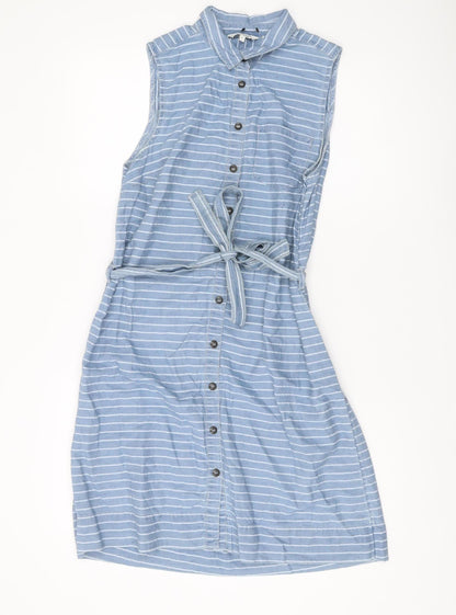 FatFace Women's Blue Striped Shirt Dress - Size 12
