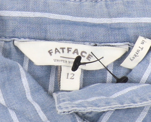 FatFace Women's Blue Striped Shirt Dress - Size 12