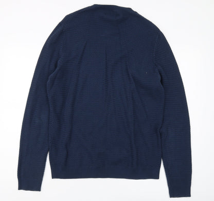 Farah Men's Blue Waffle-Knit Pullover Jumper L