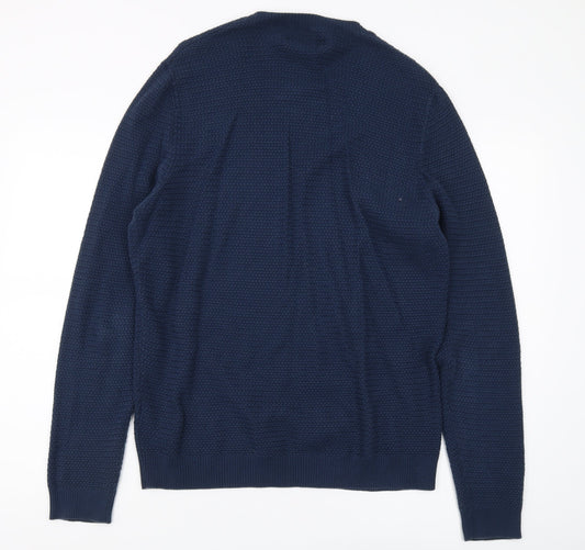 Farah Men's Blue Waffle-Knit Pullover Jumper L