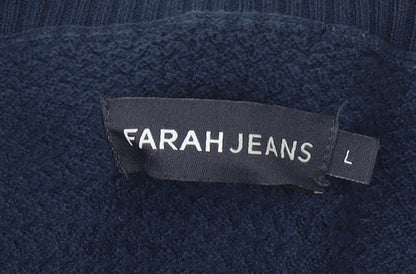 Farah Men's Blue Waffle-Knit Pullover Jumper L