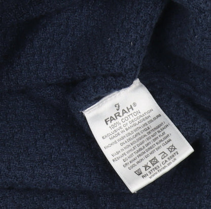 Farah Men's Blue Waffle-Knit Pullover Jumper L