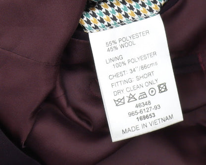 Mens UK Size 34 Moss London Regular Purple Suit Jacket