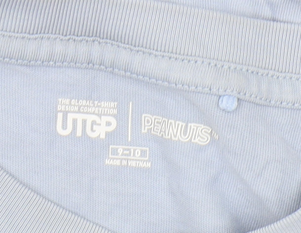 Uniqlo Boys Blue Peanuts Graphic T-Shirt Size 9-10 Years