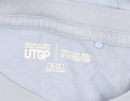 Uniqlo Boys Blue Peanuts Graphic T-Shirt Size 9-10 Years