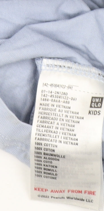 Uniqlo Boys Blue Peanuts Graphic T-Shirt Size 9-10 Years