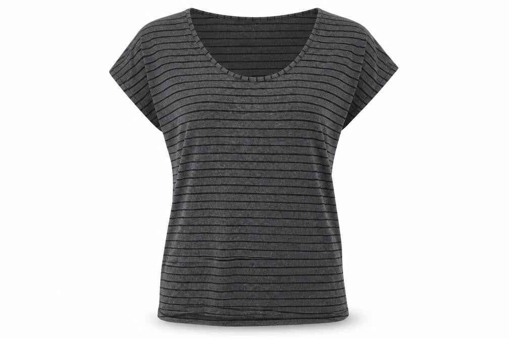 Nike Women's Grey Striped T-Shirt Medium
