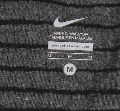 Nike Women's Grey Striped T-Shirt Medium