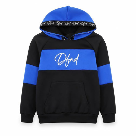DFND Boys Black Blue Pullover Hoodie Size 7-8