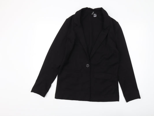 Divided Women Black Blazer Size 8 Single-Breasted