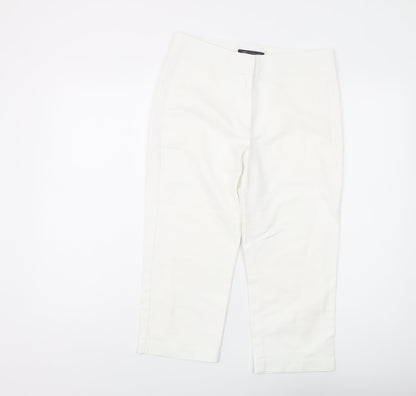 Womens UK Size 10 Marks and Spencer Slim Fit Cropped White Trousers
