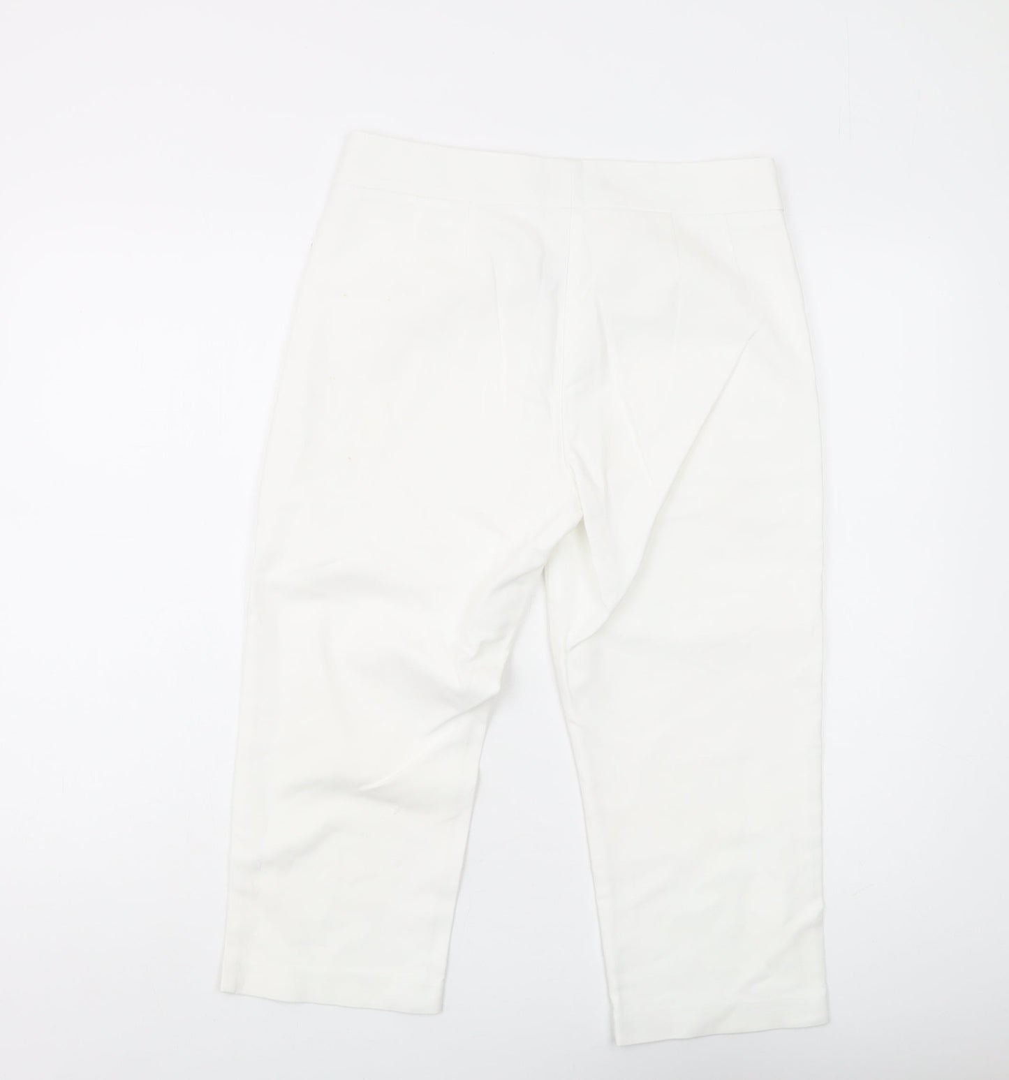 Womens UK Size 10 Marks and Spencer Slim Fit Cropped White Trousers