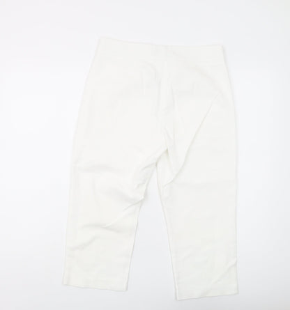 Womens UK Size 10 Marks and Spencer Slim Fit Cropped White Trousers