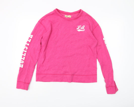 Hollister Women's Pink Pullover Sweatshirt, Small, Logo