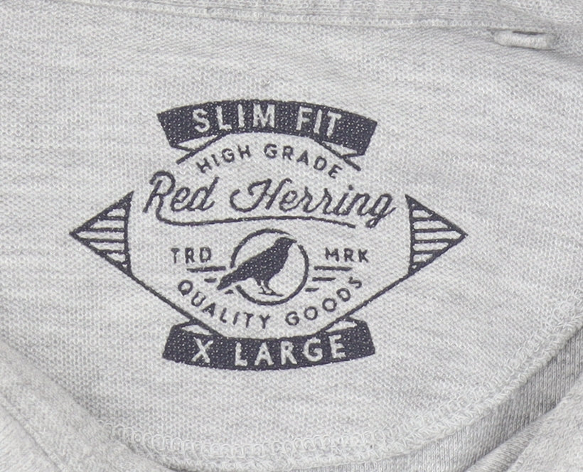 Red Herring Men's Grey XL Slim Fit Polo Shirt