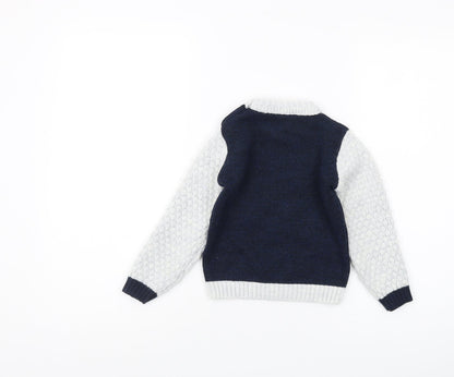 Muyoo Boys Blue Bear Jumper 3-4 Years Acrylic Knit