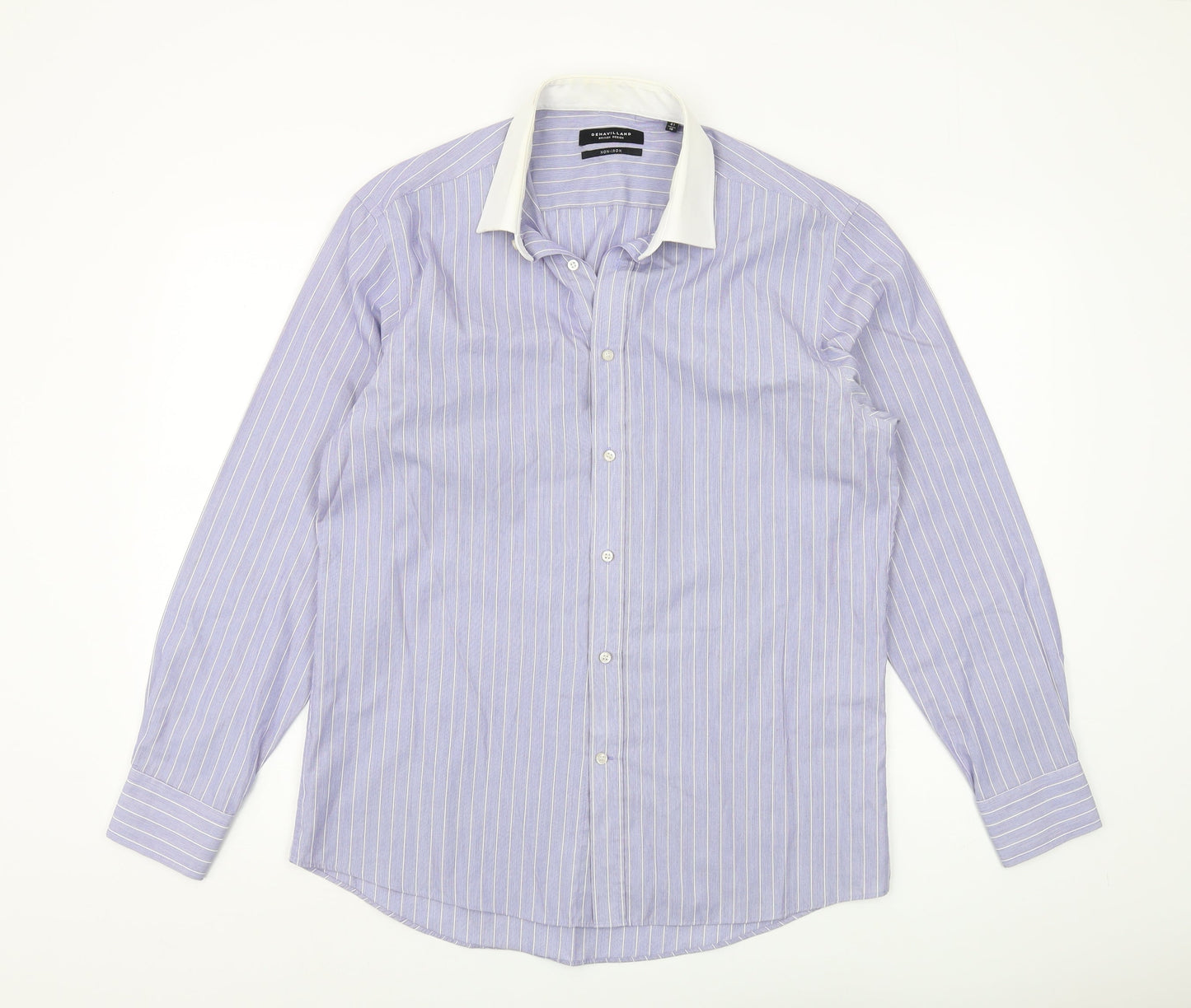 Dehavilland Men's Purple Striped Long Sleeve Shirt