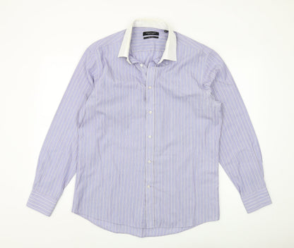 Dehavilland Men's Purple Striped Long Sleeve Shirt