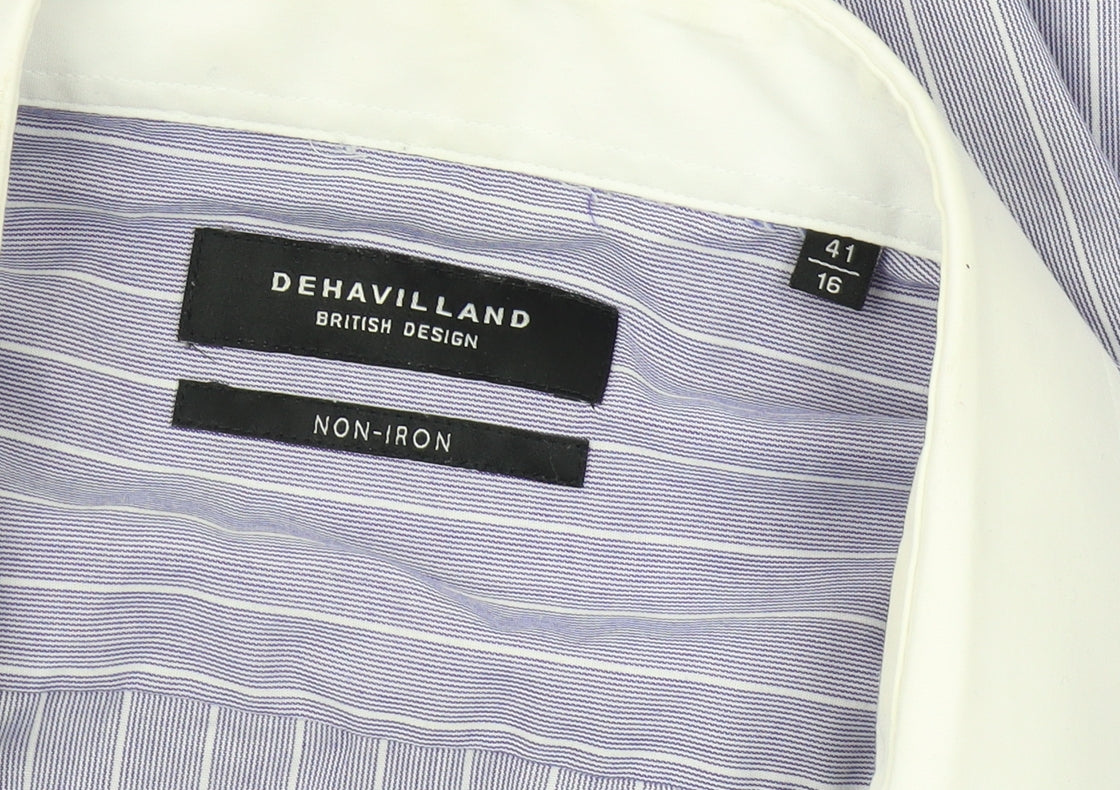 Dehavilland Men's Purple Striped Long Sleeve Shirt