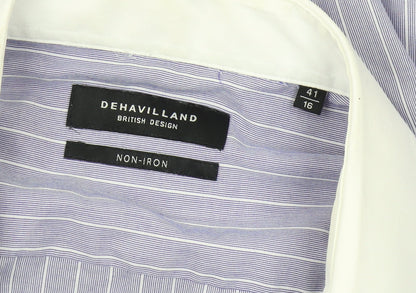 Dehavilland Men's Purple Striped Long Sleeve Shirt