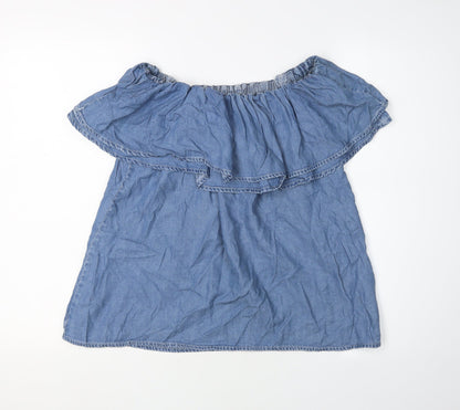 New Look Women's Blue Denim Off the Shoulder Blouse UK 10