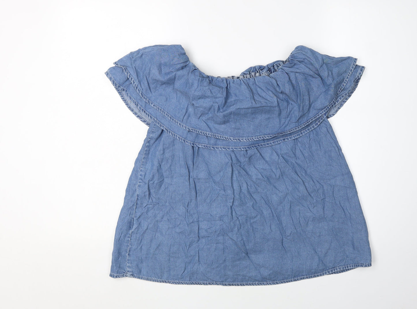 New Look Women's Blue Denim Off the Shoulder Blouse UK 10