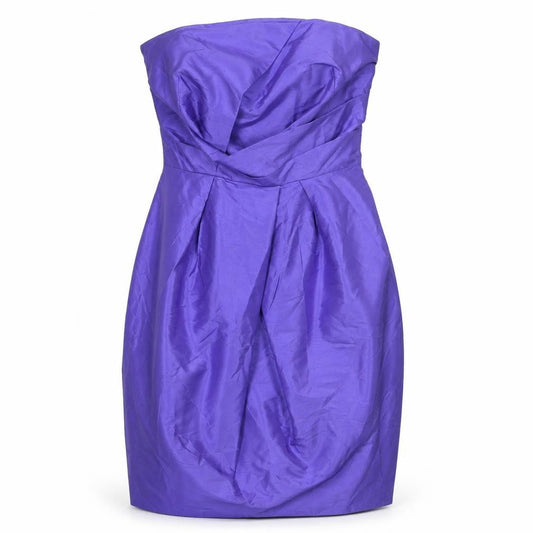 Front view of Belle by Oasis Women's Purple Silk Pencil Dress, size 12