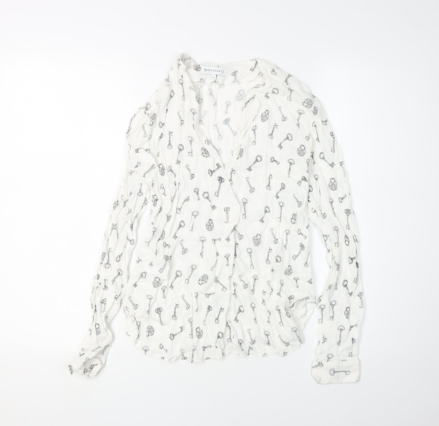 Womens UK Size 10 Warehouse White Basic Blouse
