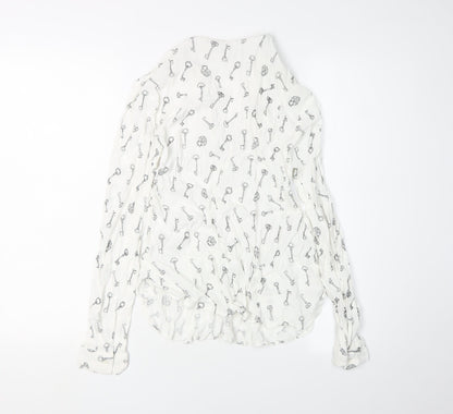 Womens UK Size 10 Warehouse White Basic Blouse