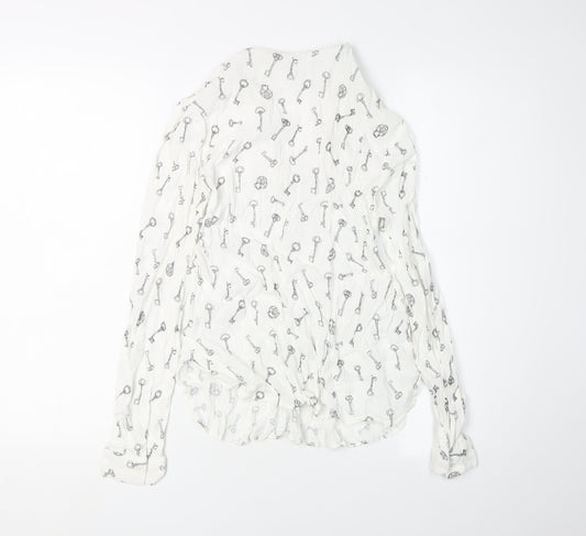 Womens UK Size 10 Warehouse White Basic Blouse