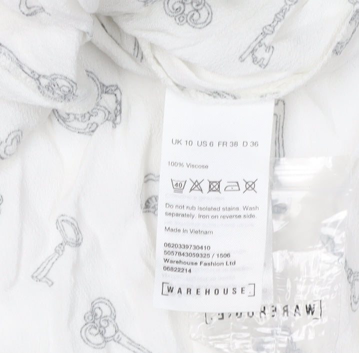 Womens UK Size 10 Warehouse White Basic Blouse
