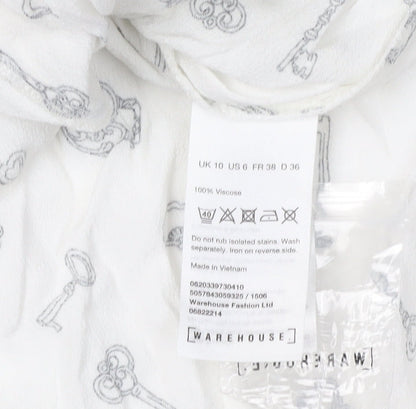 Womens UK Size 10 Warehouse White Basic Blouse