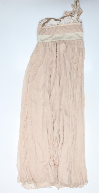 Fever London Ivory Maxi Dress Women Size 10 One-Shoulder Formal