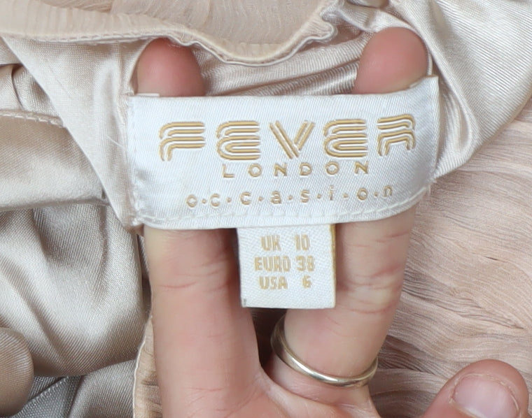 Fever London Ivory Maxi Dress Women Size 10 One-Shoulder Formal