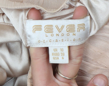Fever London Ivory Maxi Dress Women Size 10 One-Shoulder Formal