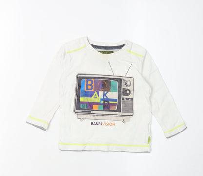 Baker by Ted Baker Unisex White Graphic T-Shirt 12-18 Months