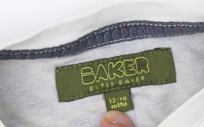 Baker by Ted Baker Unisex White Graphic T-Shirt 12-18 Months