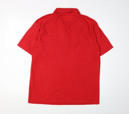 Moda Impresion Men's Red Polo Medium Short Sleeve Casual