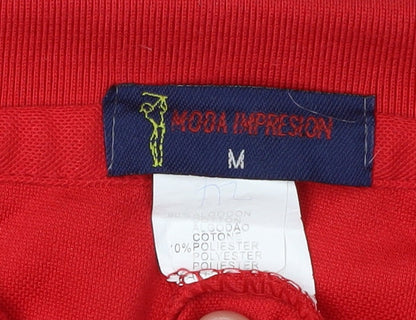 Moda Impresion Men's Red Polo Medium Short Sleeve Casual