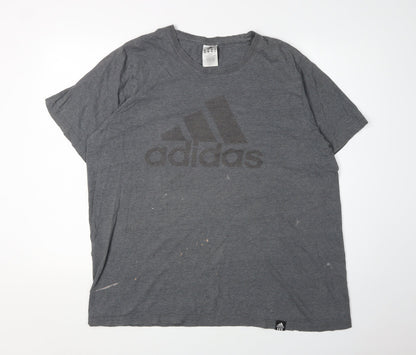 Adidas Men's Grey Logo T-Shirt 2XL Casual Sportswear